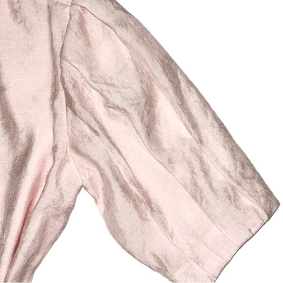 Rebecca Minkoff Pastel Pink Floral Jacquard Puff Sleeve Blouse XS Feminine Top - Picture 5 of 9